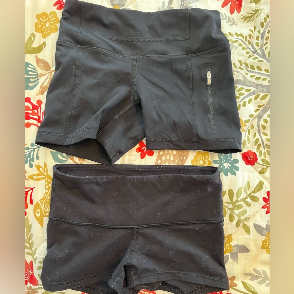 Lot 2 Lululemon Black Stretch Shorts size 2